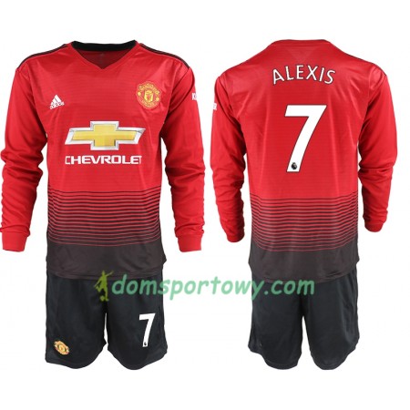 Koszulka Manchester United ALEXIS 7 Dziecięcy Domowe Koszulki Piłkarskie 2018-2019 Długi Rękaw